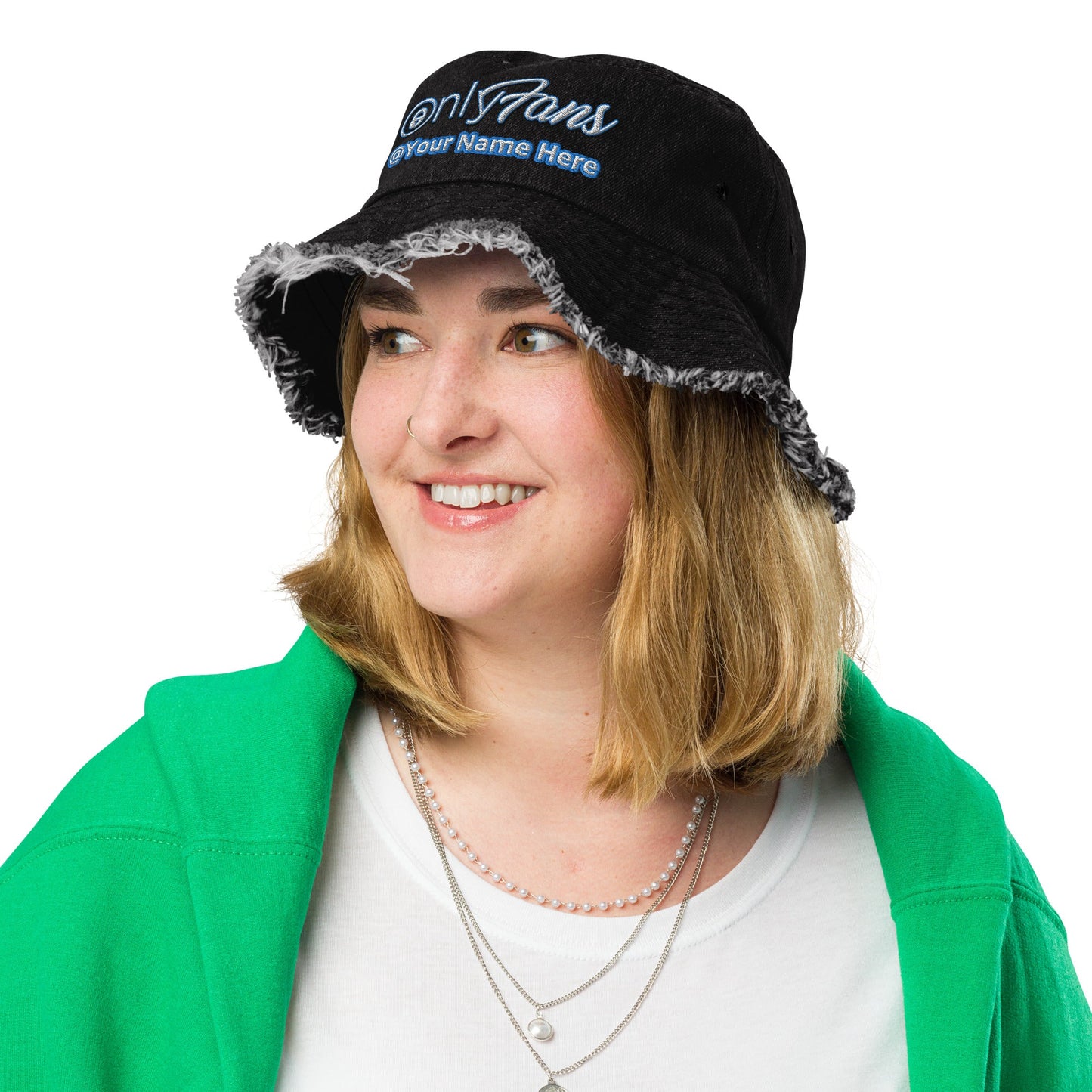 Onlyfans Personalized Custom Name Unisex Distressed denim bucket hat Attire T LLC