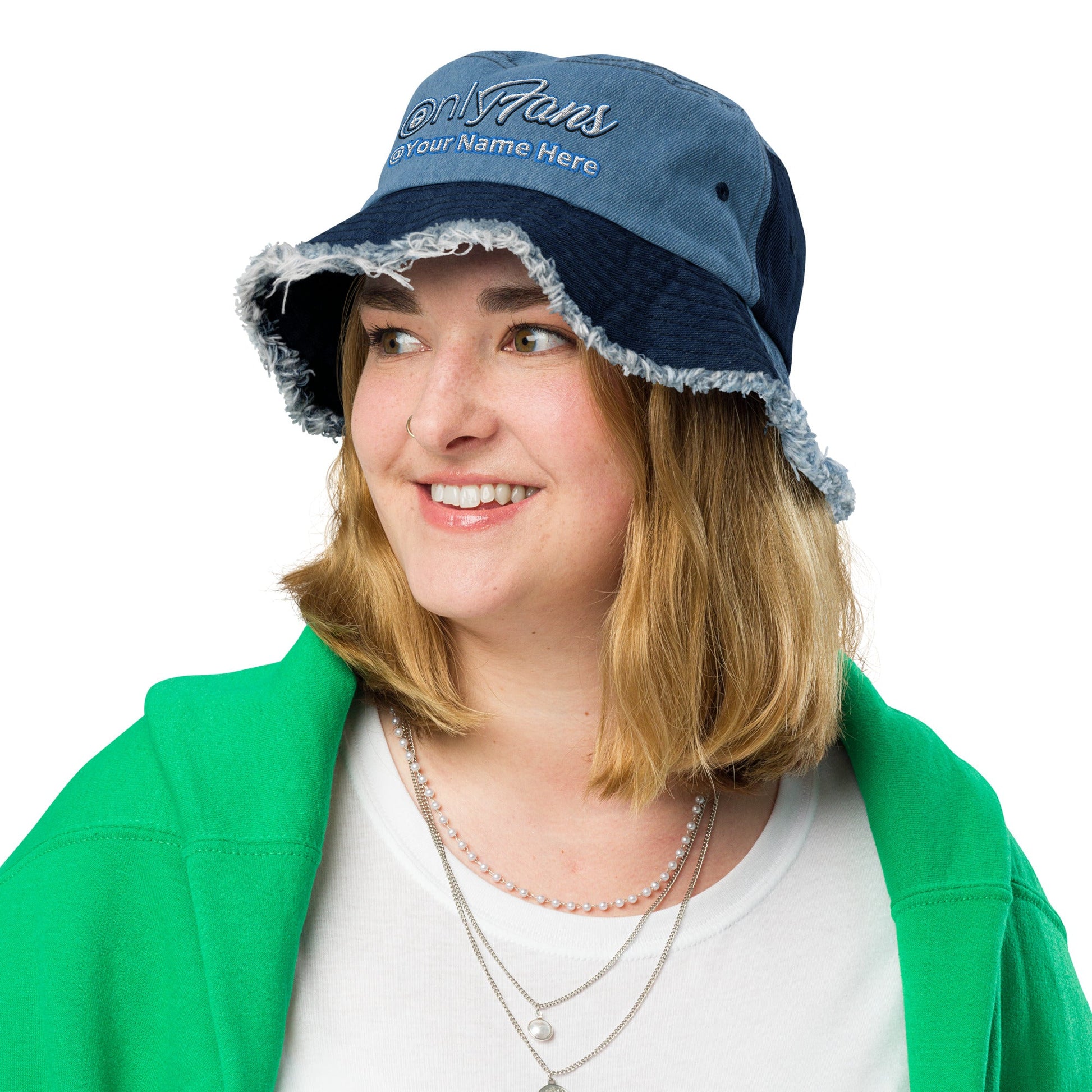 Onlyfans Personalized Custom Name Unisex Distressed denim bucket hat Attire T LLC