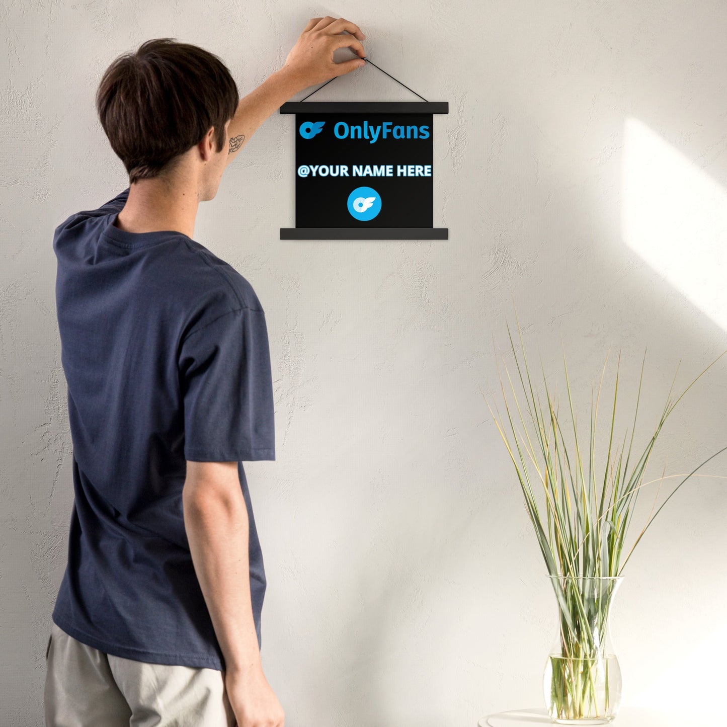 Onlyfans Hang Me Up and Watch Me Shine: The OnlyFans Personalized Custom Name Logo Poster with Natural Wood Hangers Attire T LLC