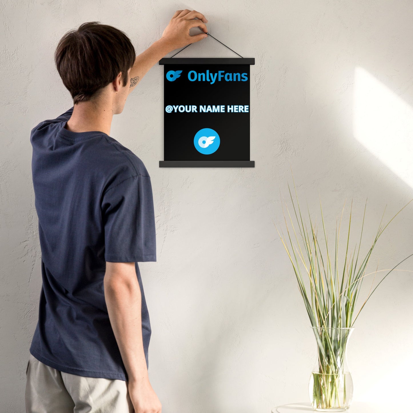 Onlyfans Hang Me Up and Watch Me Shine: The OnlyFans Personalized Custom Name Logo Poster with Natural Wood Hangers Attire T LLC