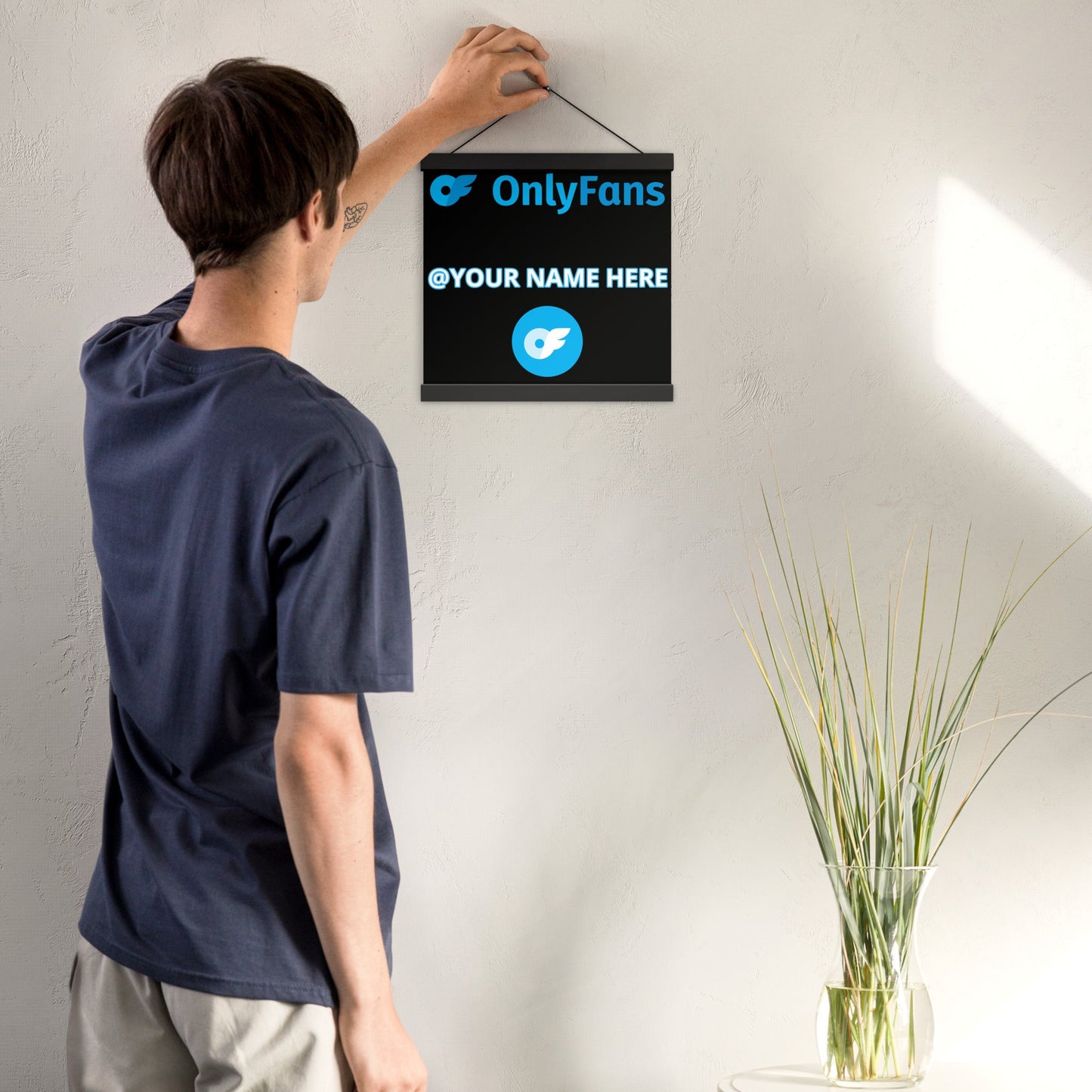 Onlyfans Hang Me Up and Watch Me Shine: The OnlyFans Personalized Custom Name Logo Poster with Natural Wood Hangers Attire T LLC