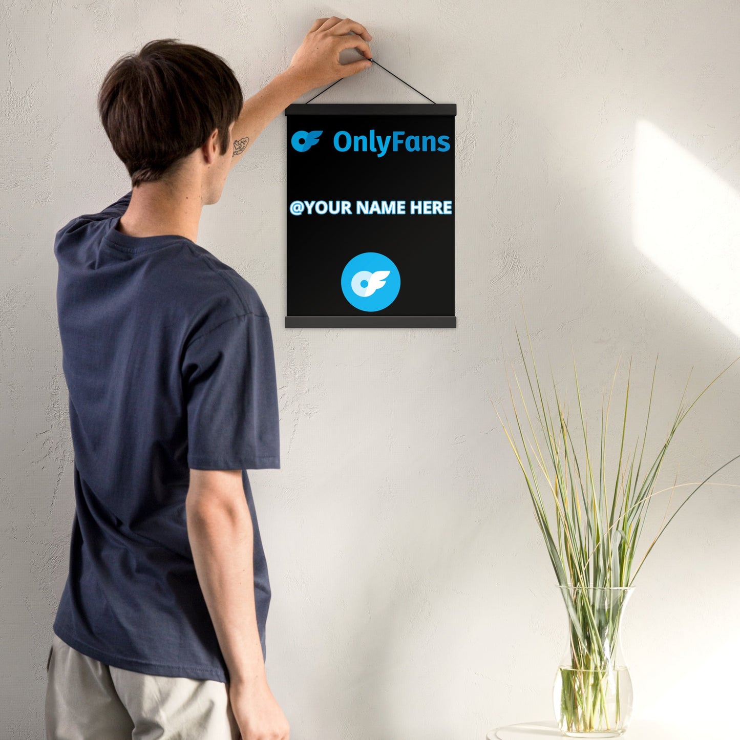 Onlyfans Hang Me Up and Watch Me Shine: The OnlyFans Personalized Custom Name Logo Poster with Natural Wood Hangers Attire T LLC