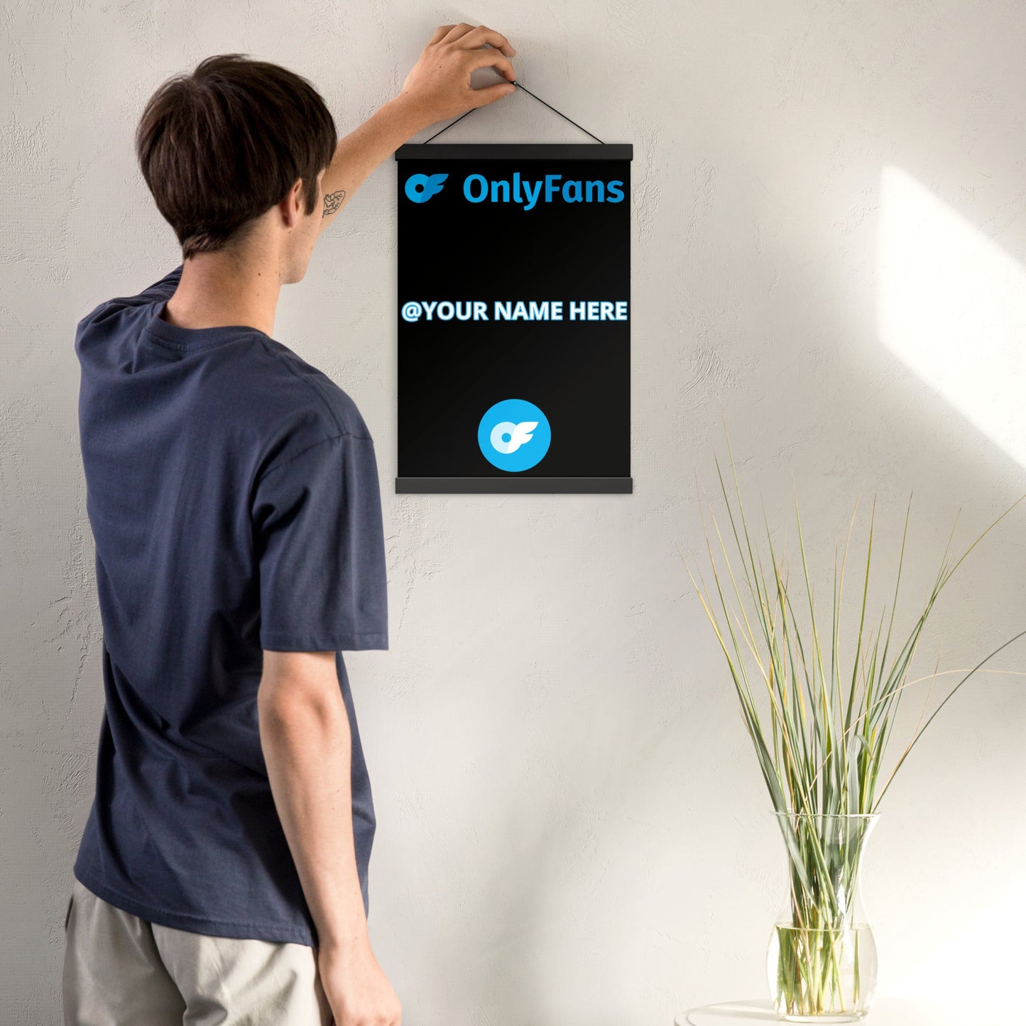 Onlyfans Hang Me Up and Watch Me Shine: The OnlyFans Personalized Custom Name Logo Poster with Natural Wood Hangers Attire T LLC
