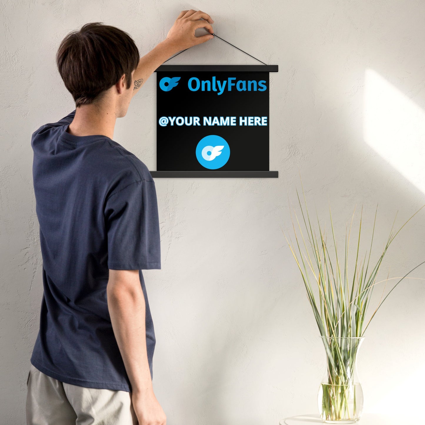 Onlyfans Hang Me Up and Watch Me Shine: The OnlyFans Personalized Custom Name Logo Poster with Natural Wood Hangers Attire T LLC