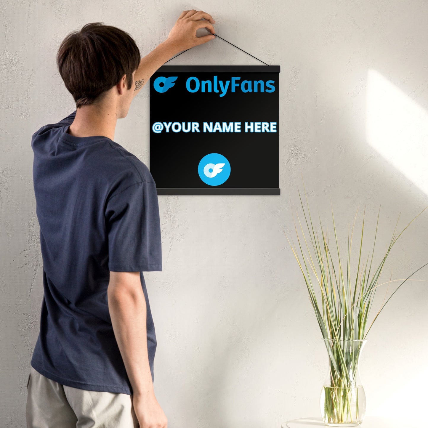 Onlyfans Hang Me Up and Watch Me Shine: The OnlyFans Personalized Custom Name Logo Poster with Natural Wood Hangers Attire T LLC
