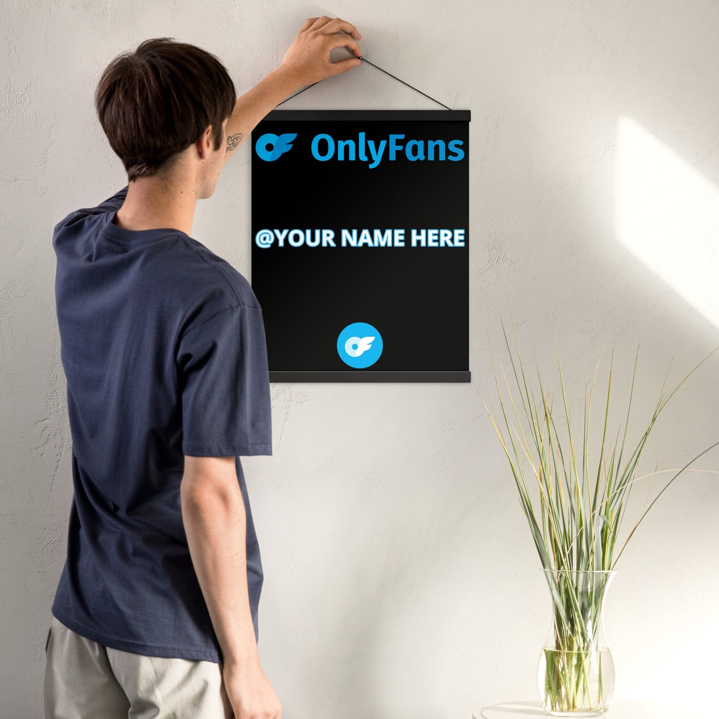 Onlyfans Hang Me Up and Watch Me Shine: The OnlyFans Personalized Custom Name Logo Poster with Natural Wood Hangers Attire T LLC