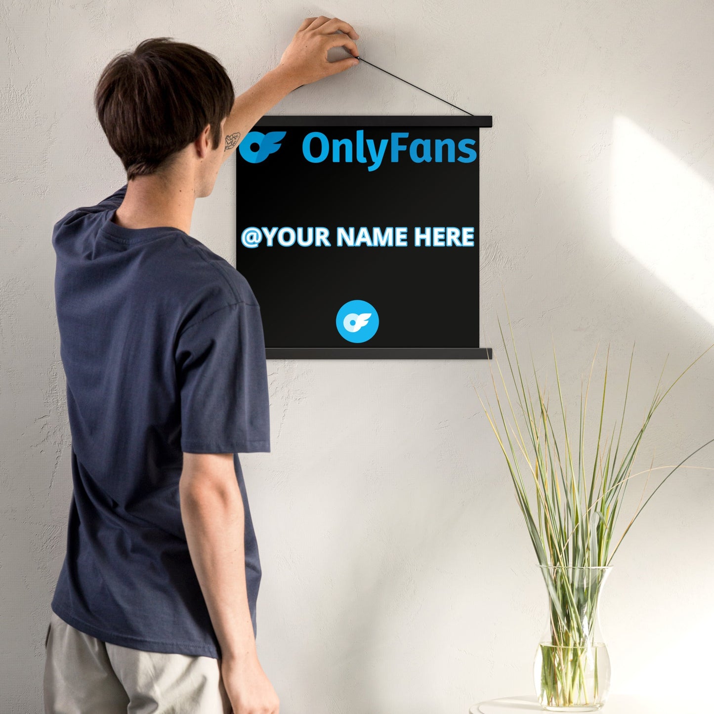 Onlyfans Hang Me Up and Watch Me Shine: The OnlyFans Personalized Custom Name Logo Poster with Natural Wood Hangers Attire T LLC