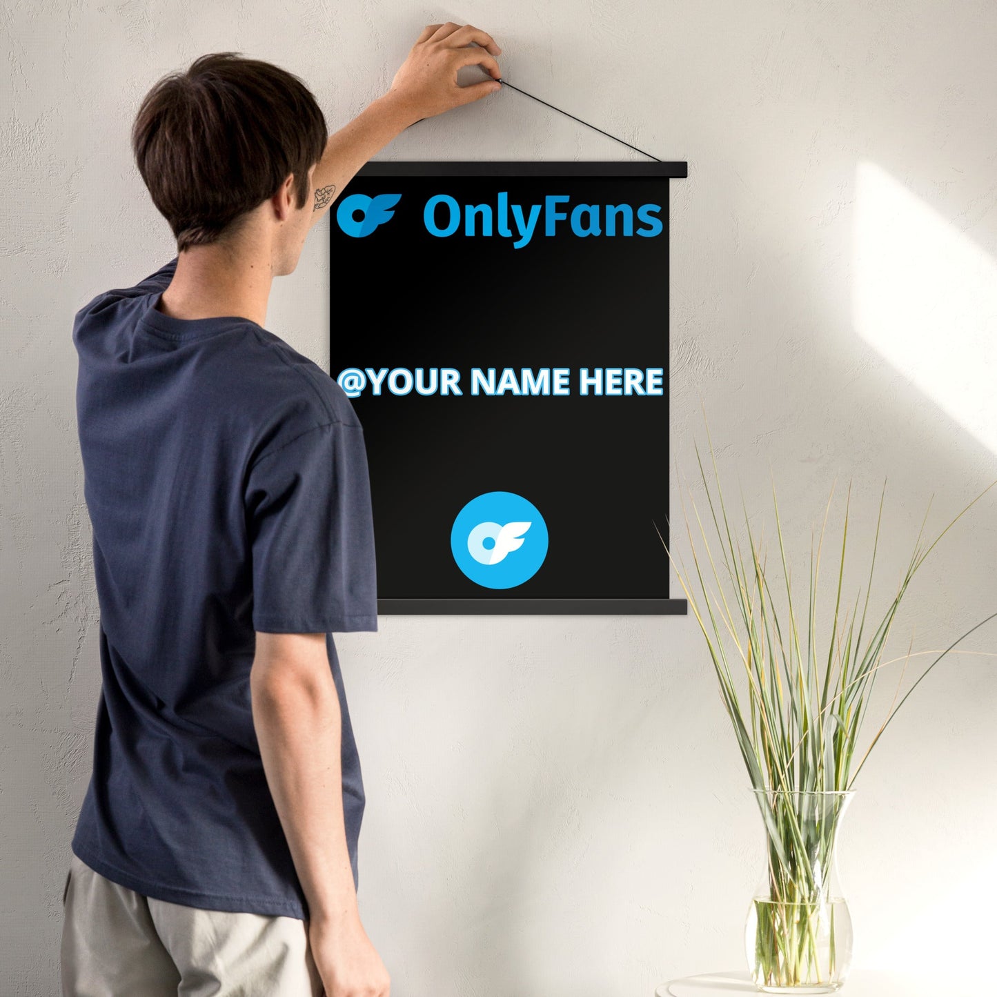 Onlyfans Hang Me Up and Watch Me Shine: The OnlyFans Personalized Custom Name Logo Poster with Natural Wood Hangers Attire T LLC