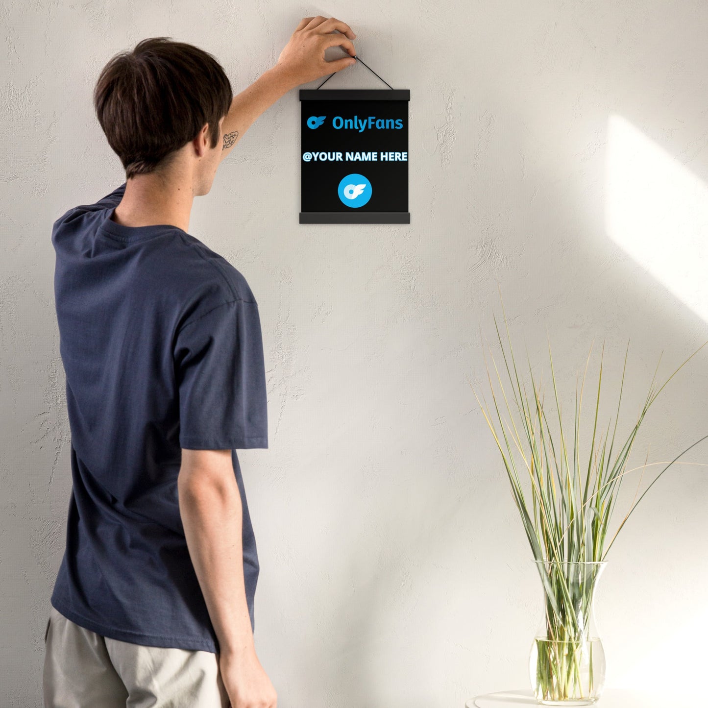 Onlyfans Hang Me Up and Watch Me Shine: The OnlyFans Personalized Custom Name Logo Poster with Natural Wood Hangers Attire T LLC