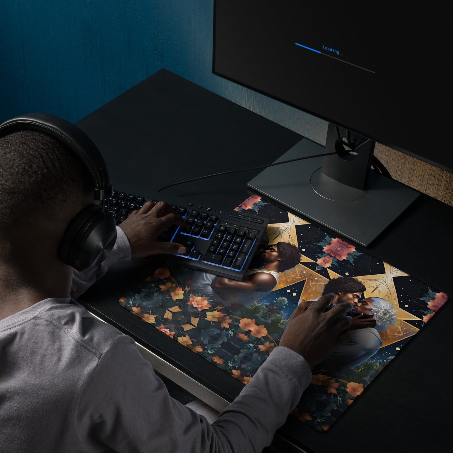 Sacred Unity: Embracing Love's Radiance Black Gay Love LGBT Gaming mouse pad Computer Pad Attire T LLC