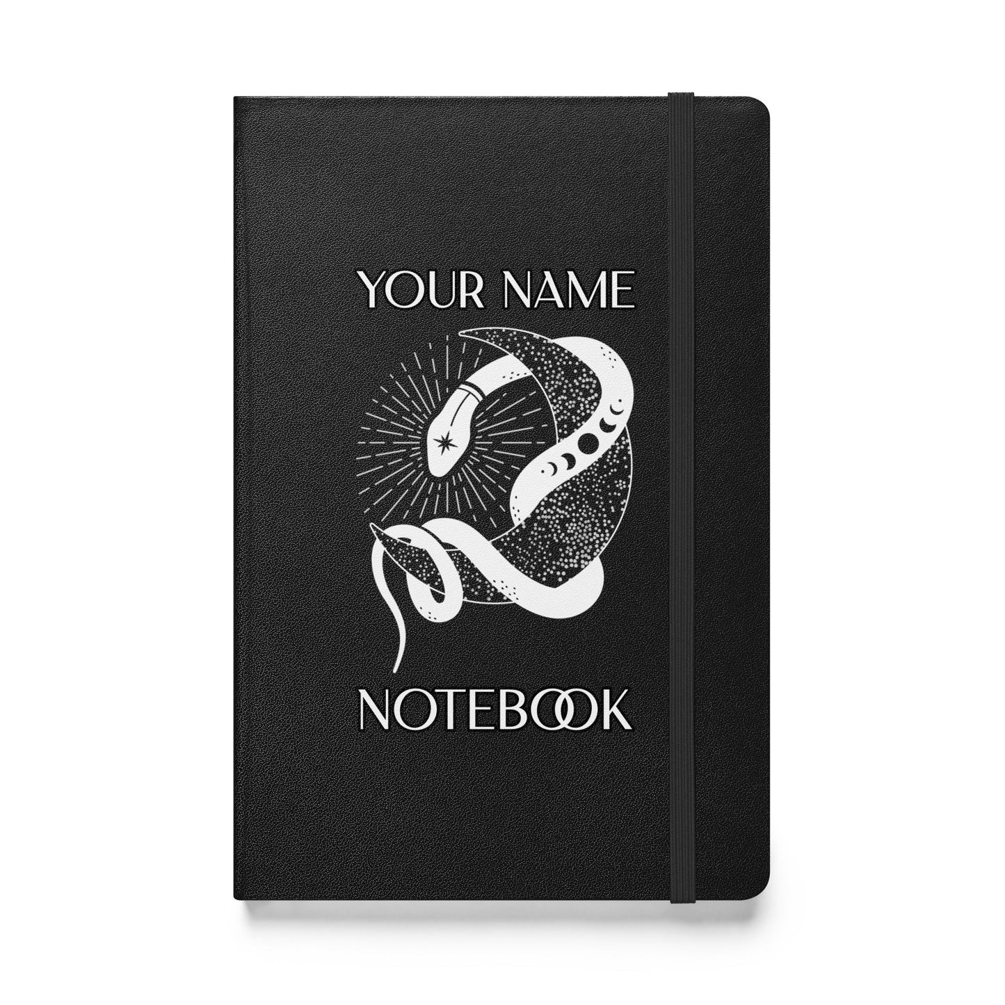 Personalized Text Notebook Custom Name Journal Blank Lined Spiritual Celestial Hardcover bound notebook Attire T LLC