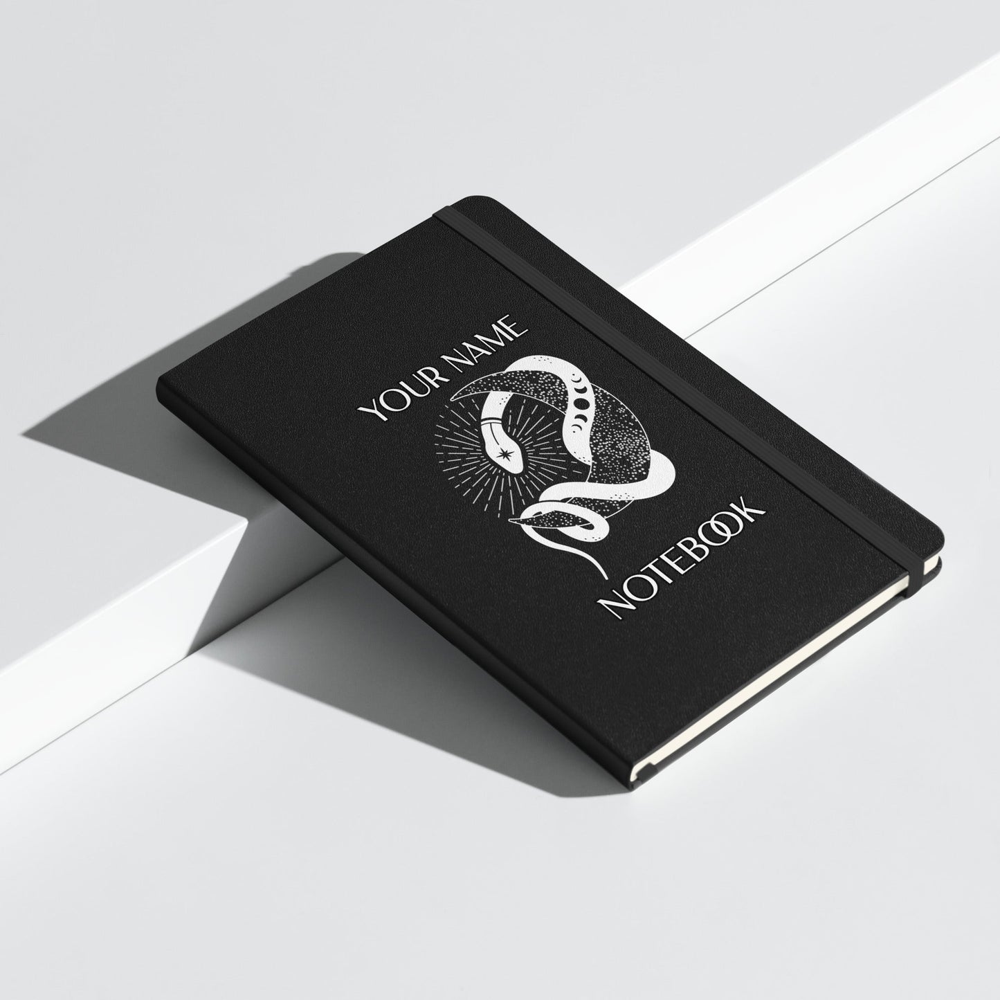 Personalized Text Notebook Custom Name Journal Blank Lined Spiritual Celestial Hardcover bound notebook Attire T LLC