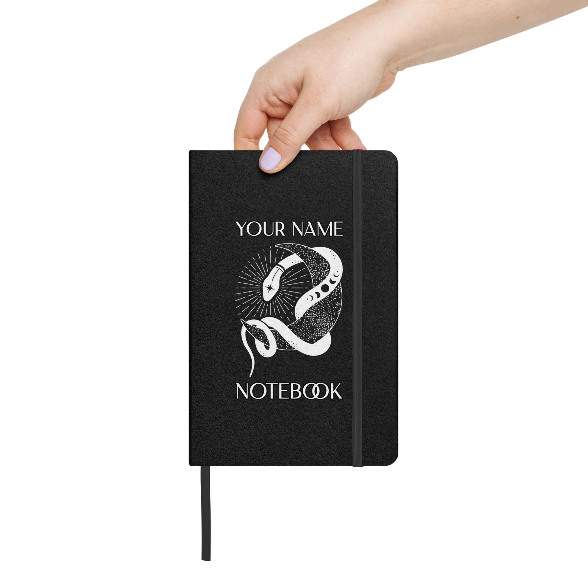 Personalized Text Notebook Custom Name Journal Blank Lined Spiritual Celestial Hardcover bound notebook Attire T LLC