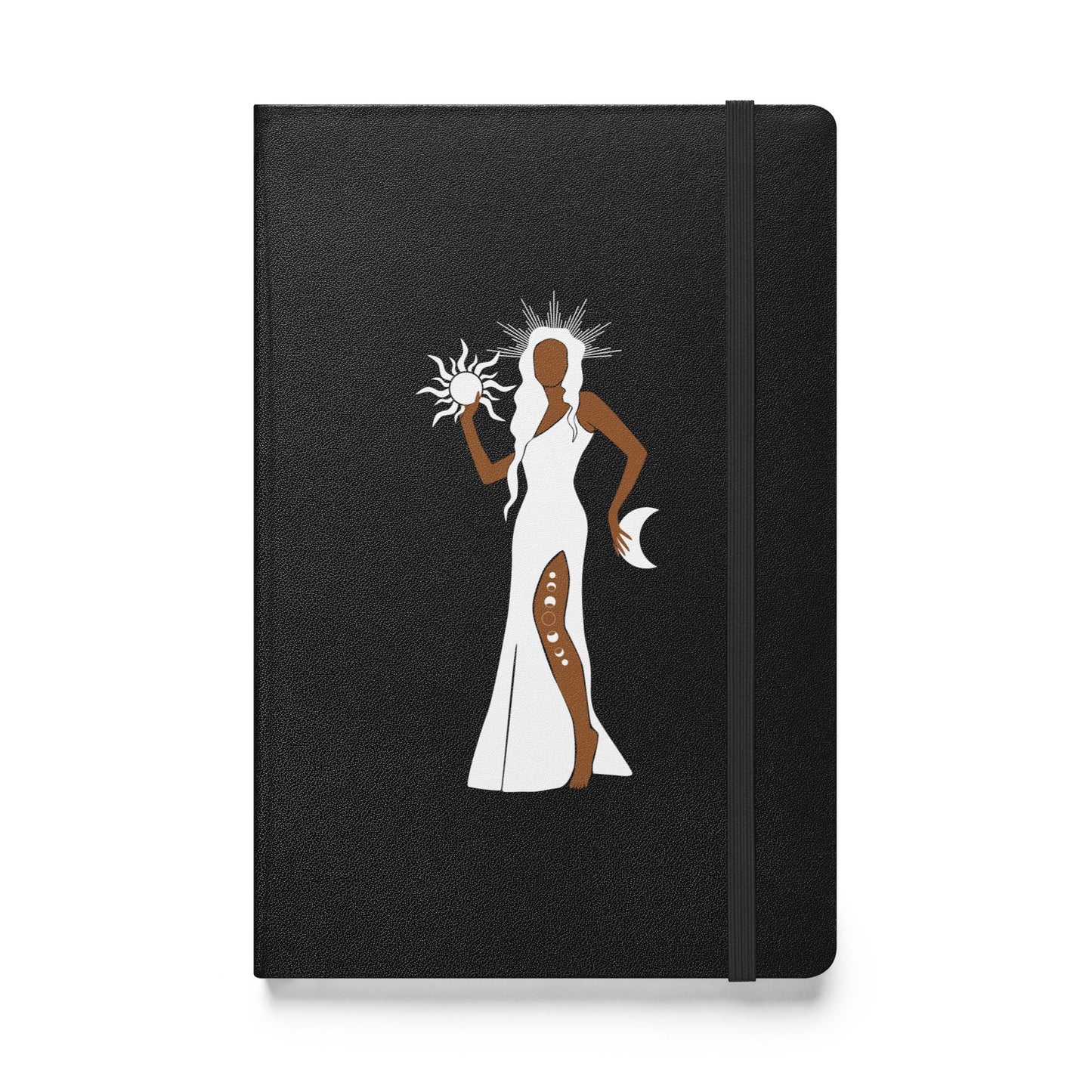 Custom Blank Lined Journal Sun and Moon Brown Skin Goddess Spiritual Hardcover bound notebook Attire T LLC