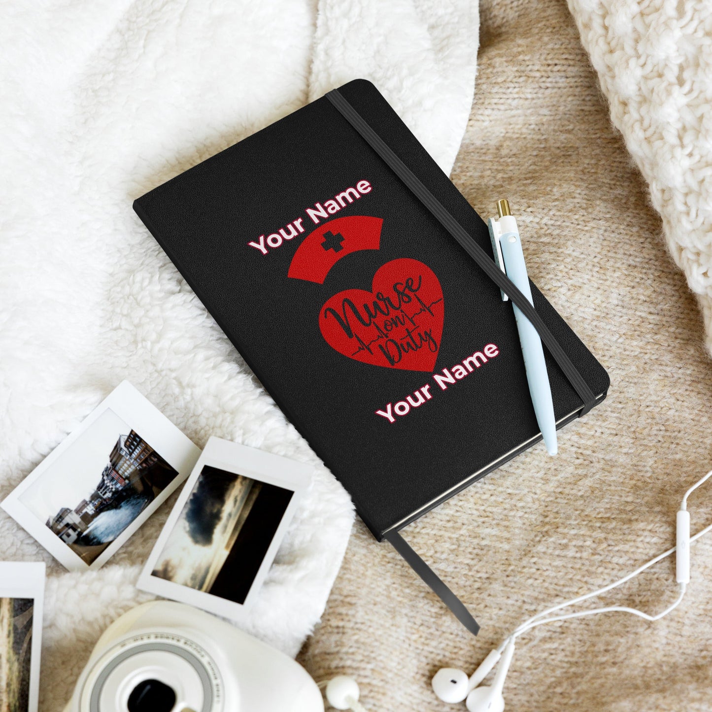 Custom Personalized Notebook Journal Name Nurse on Duty Hardcover bound Notebook  Blank Lined Journal Attire T LLC