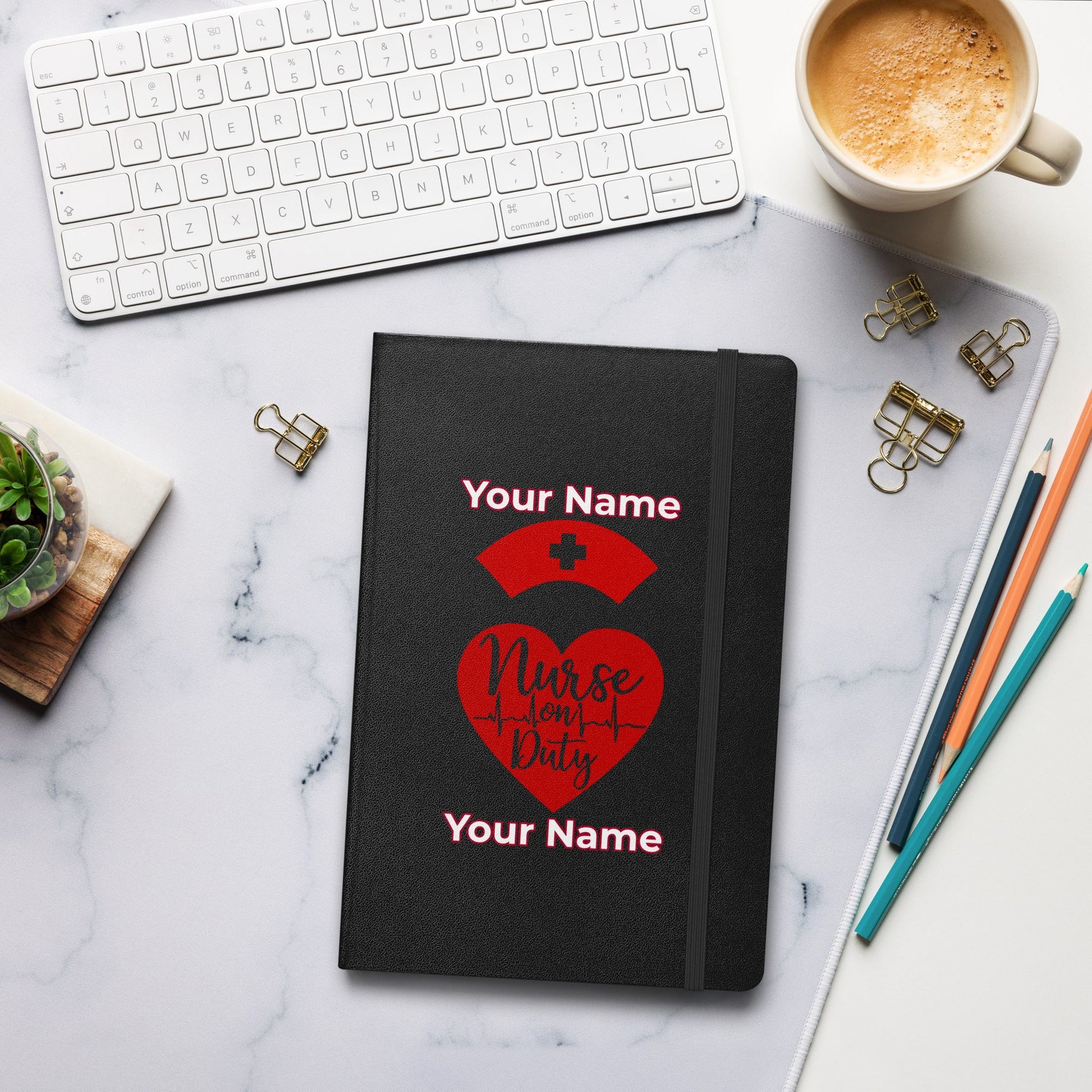 Custom Personalized Notebook Journal Name Nurse on Duty Hardcover bound Notebook  Blank Lined Journal Attire T LLC