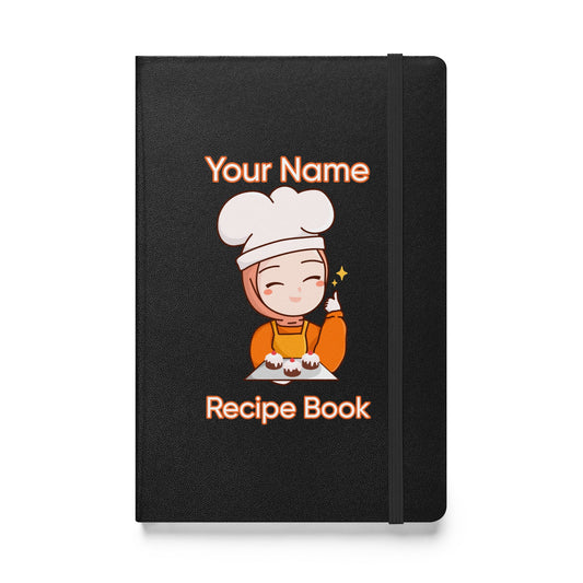 Personalized Custom Name Muslim Hijab Cook Blank Recipe Hardcover bound notebook Hardcover bound notebook Attire T LLC
