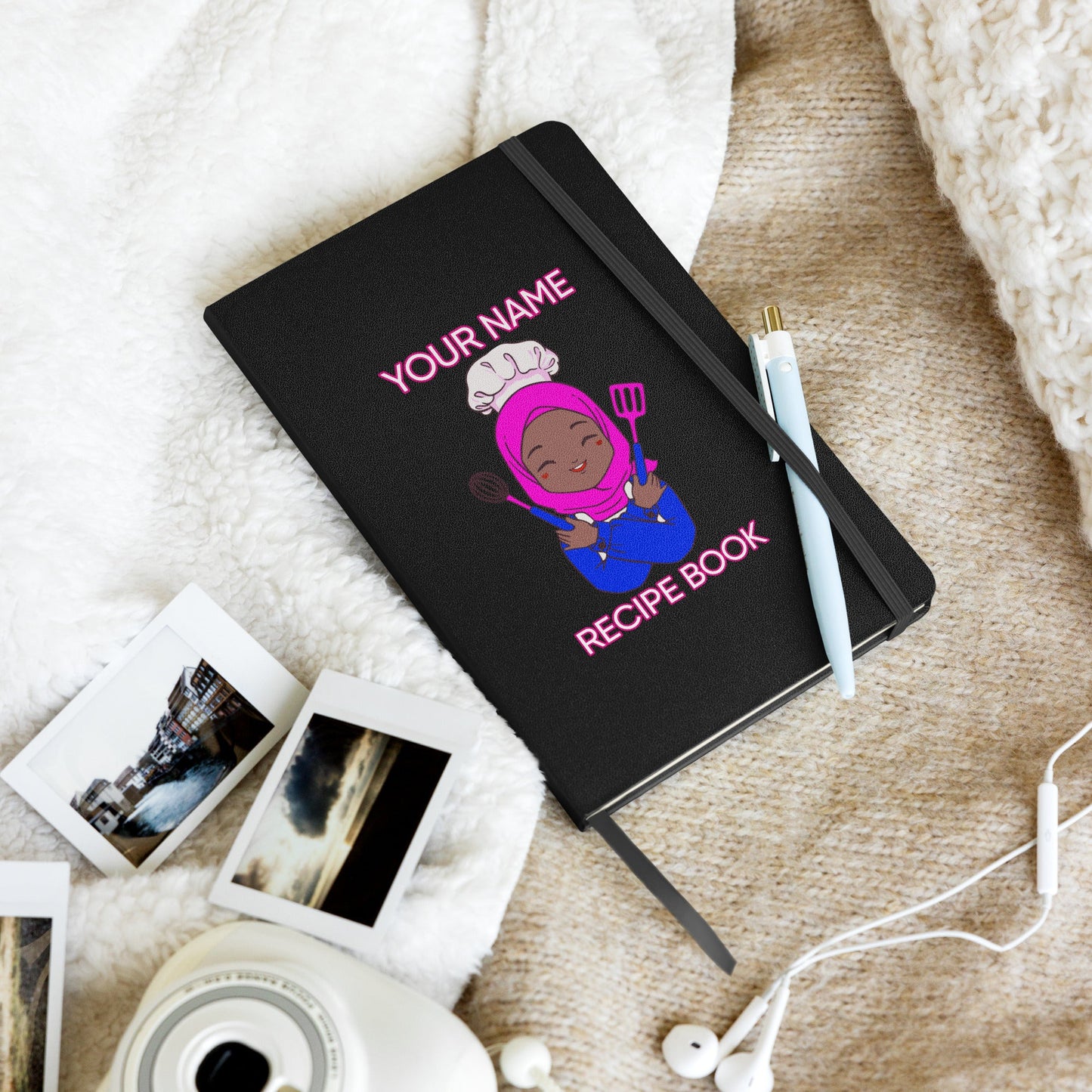 Personalized Custom Name Muslim Hijab Cook Blank Recipe Hardcover bound Journal notebook Attire T LLC