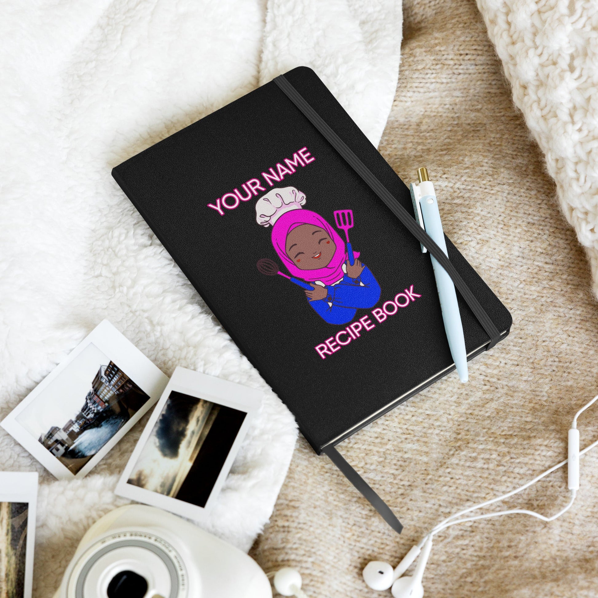 Personalized Custom Name Muslim Hijab Cook Blank Recipe Hardcover bound Journal notebook Attire T LLC