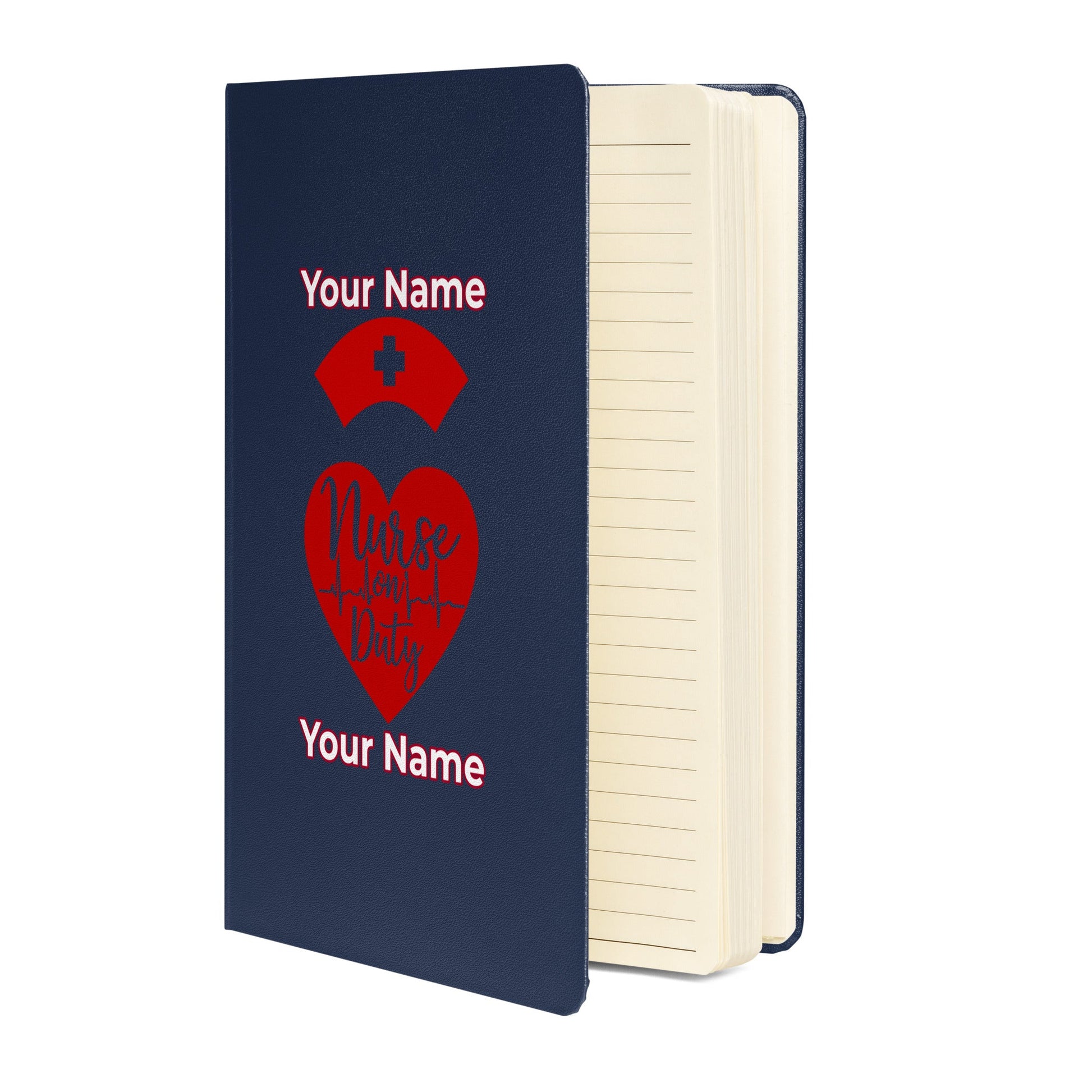 Custom Personalized Notebook Journal Name Nurse on Duty Hardcover bound Notebook  Blank Lined Journal Attire T LLC