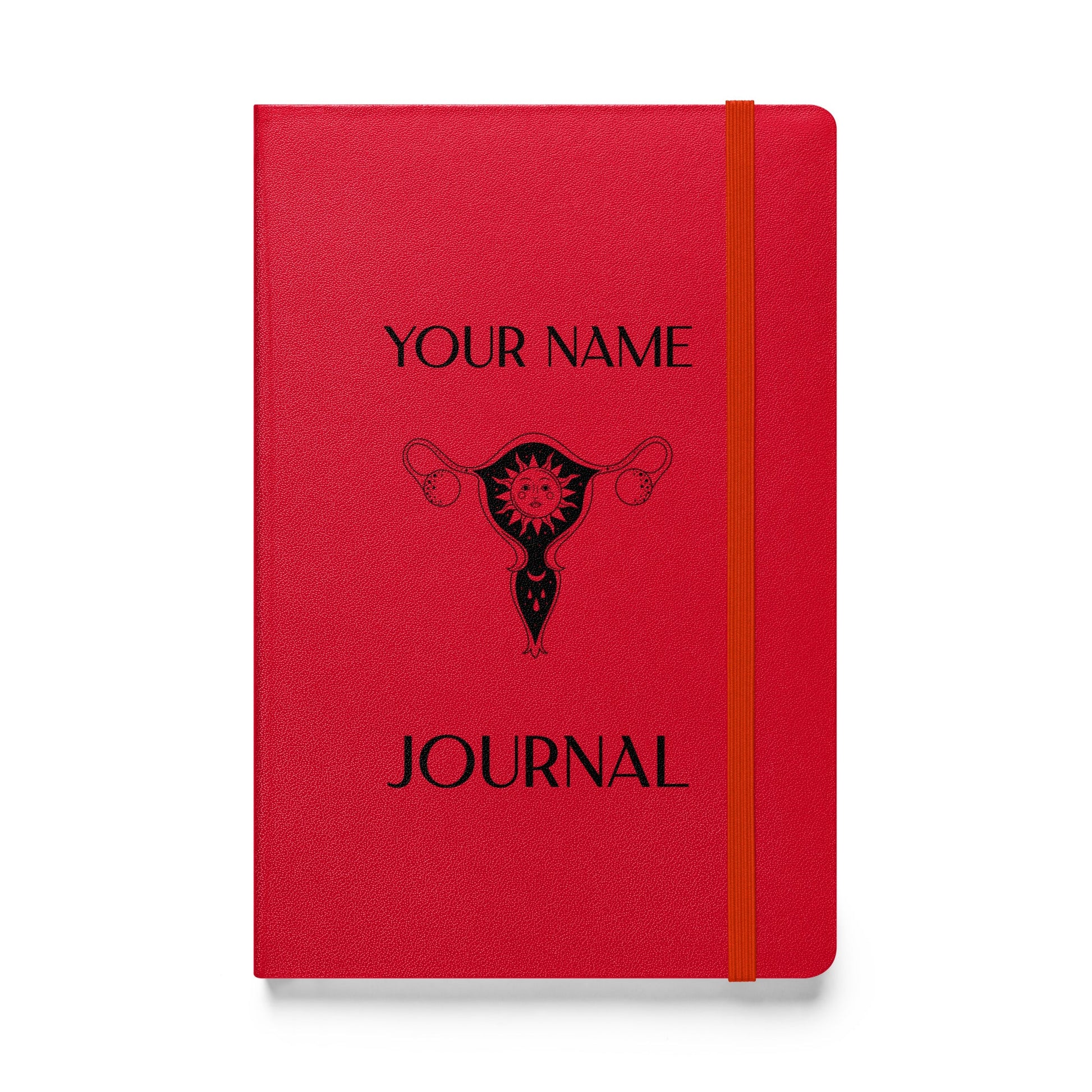 Personalized Moon Cycle Journal Custom Name Woman Teen Menstrual Menstruation Ovulation Tracking Hardcover bound notebook Self Care Blank Lined Attire T LLC