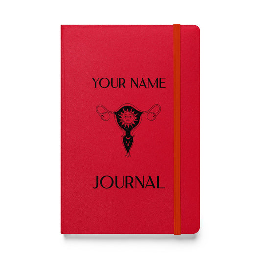 Personalized Moon Cycle Journal Custom Name Woman Teen Menstrual Menstruation Ovulation Tracking Hardcover bound notebook Self Care Blank Lined Attire T LLC