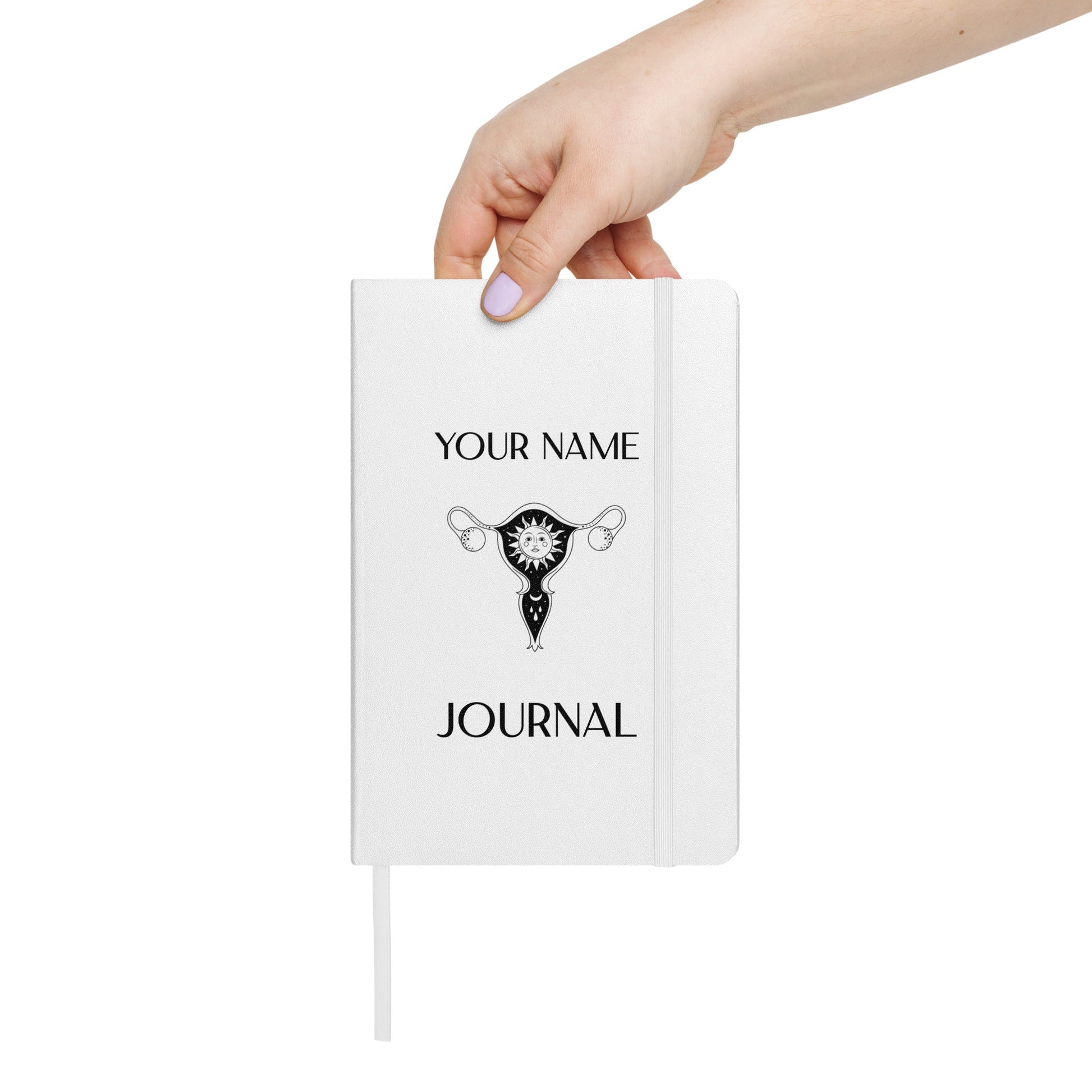 Personalized Moon Cycle Journal Custom Name Woman Teen Menstrual Menstruation Ovulation Tracking Hardcover bound notebook Self Care Blank Lined Attire T LLC