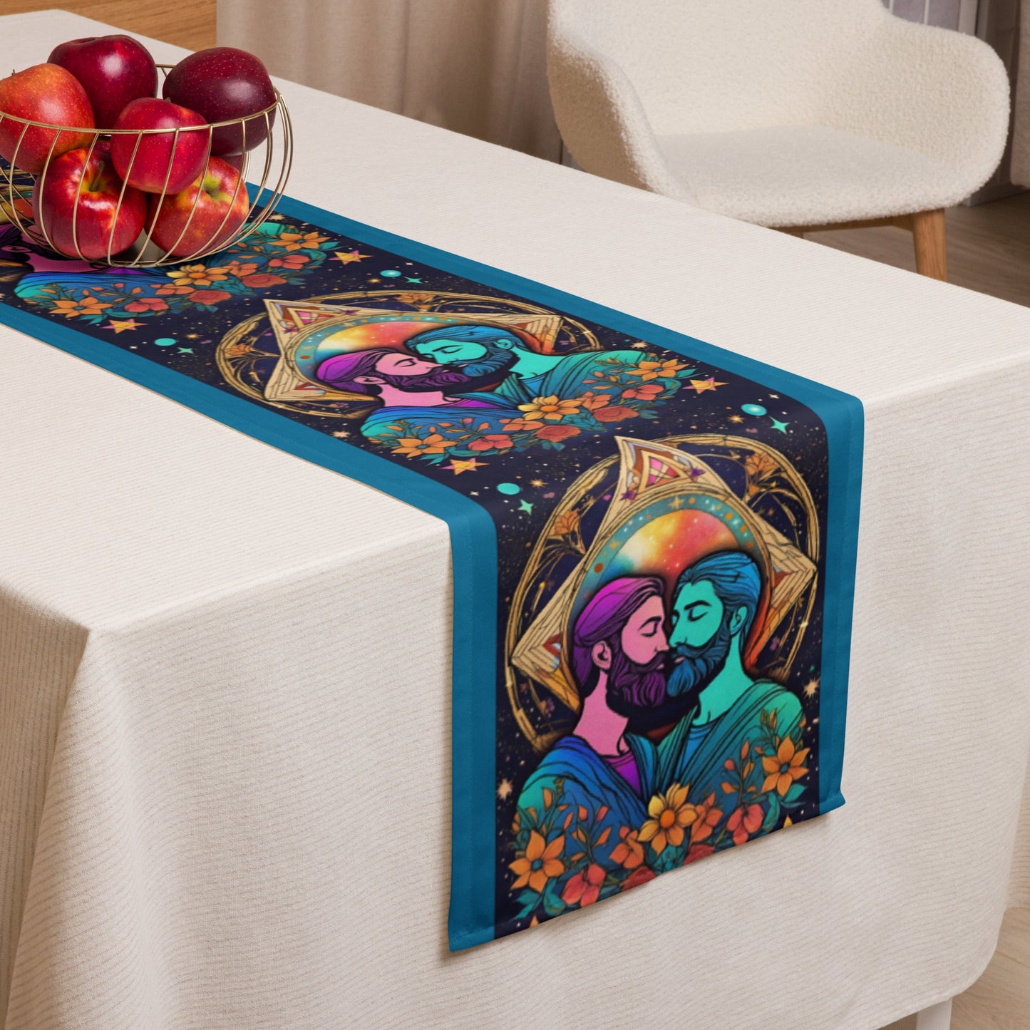 Infinite Connections: The Internal Lovers Table Runner for (Cerulean Blue) Attire T LLC