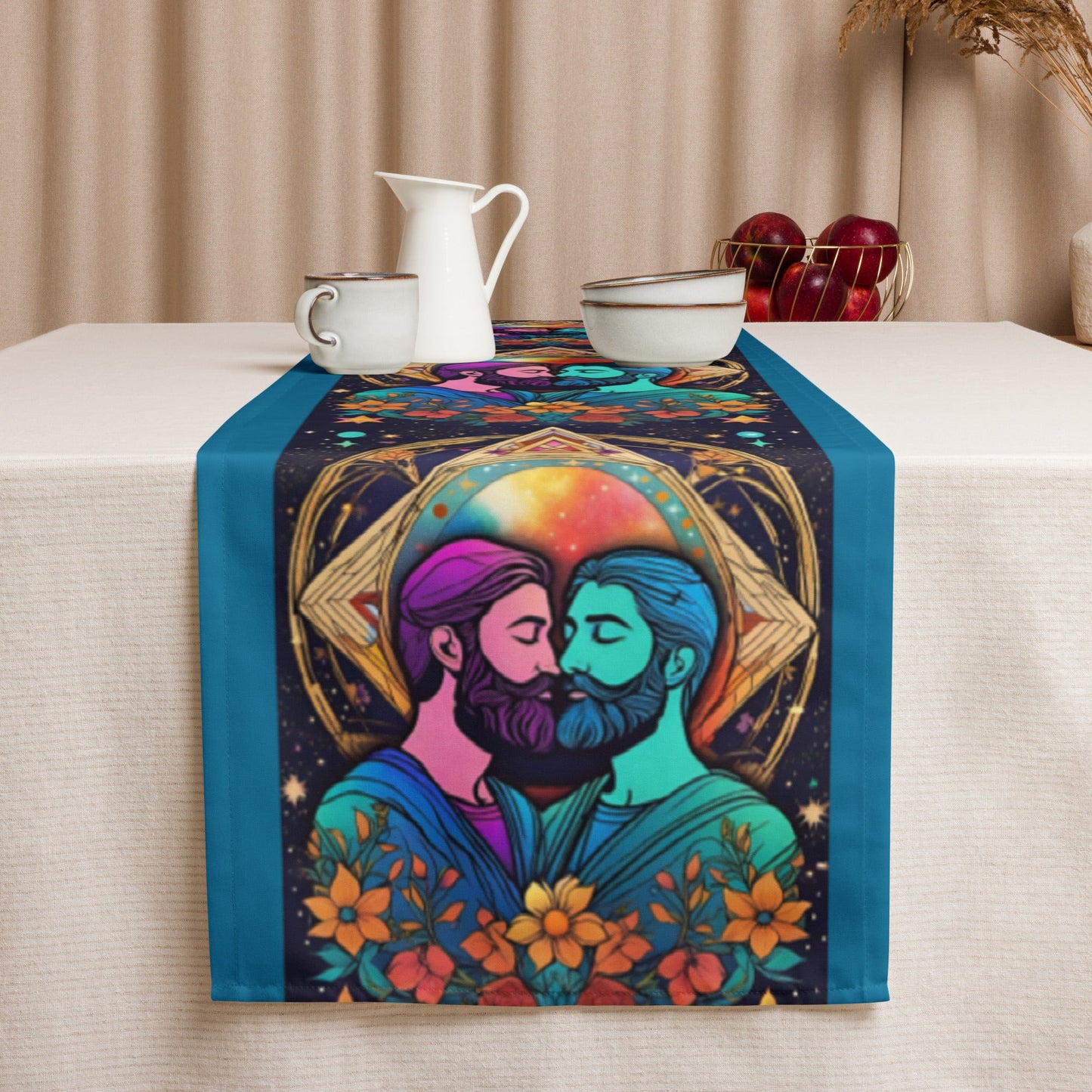 Infinite Connections: The Internal Lovers Table Runner for (Cerulean Blue) Attire T LLC