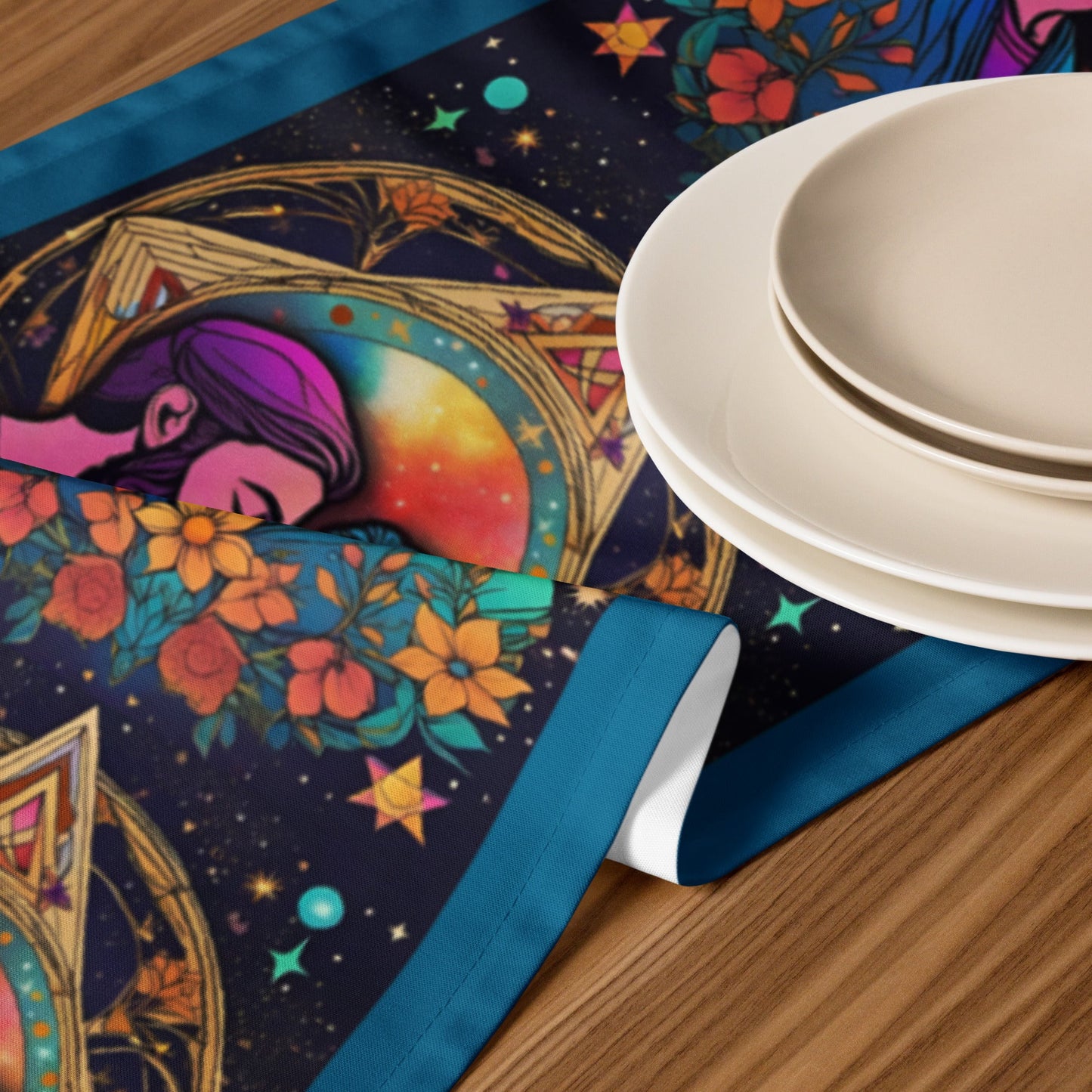 Infinite Connections: The Internal Lovers Table Runner for (Cerulean Blue) Attire T LLC