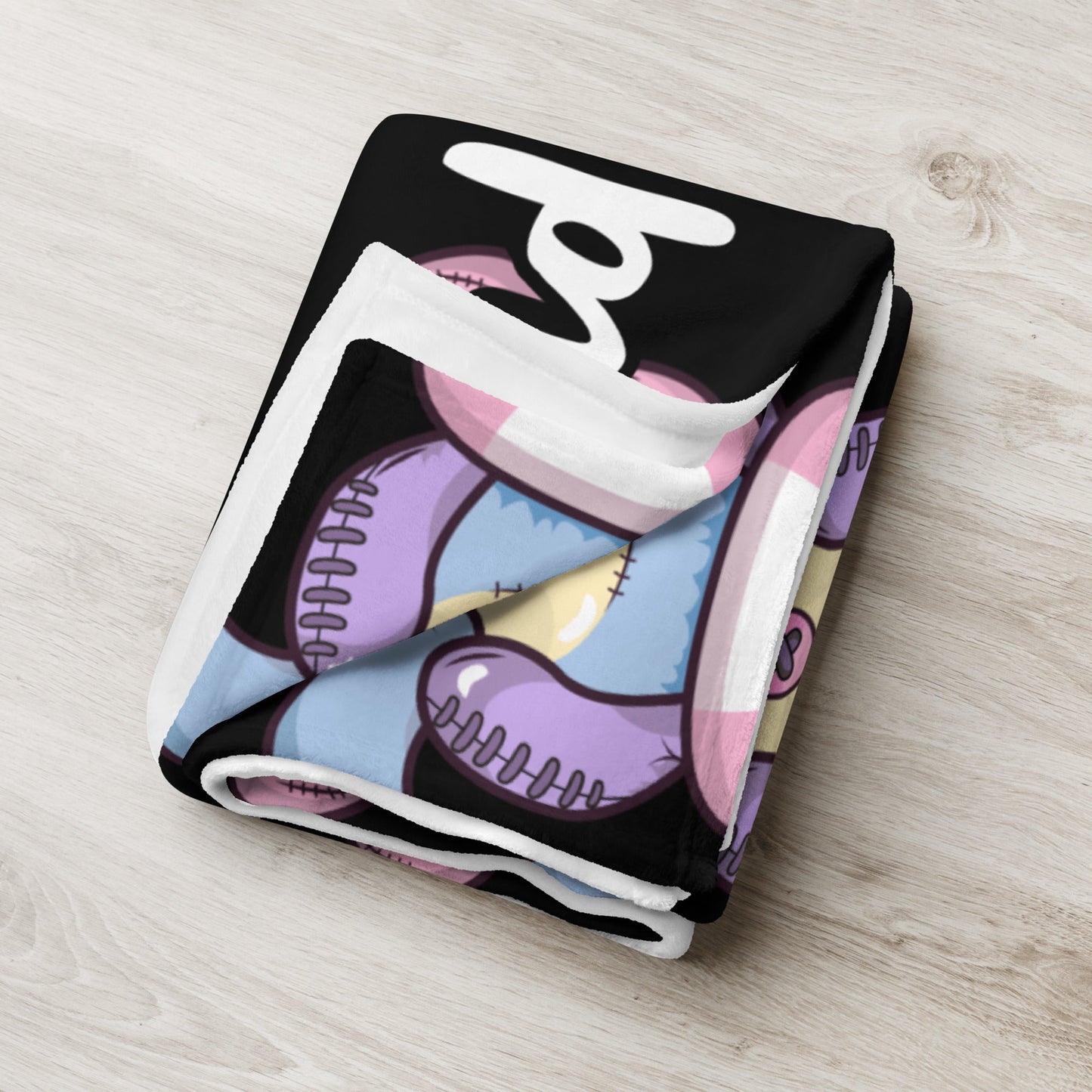 Custom Personalized Custom Name Emo Goth Stitched Teddy Bear Pentagram Throw Blanket Attire T LLC