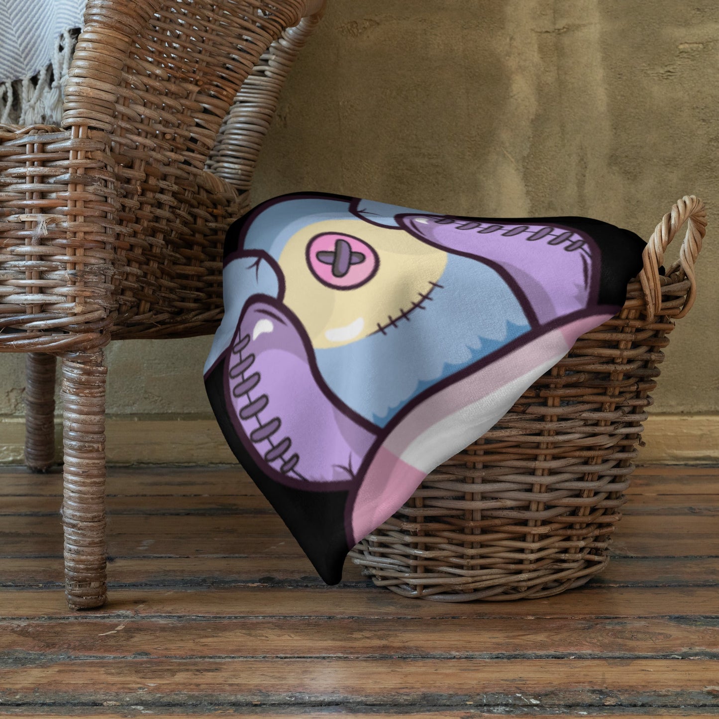 Custom Personalized Custom Name Emo Goth Stitched Teddy Bear Pentagram Throw Blanket Attire T LLC