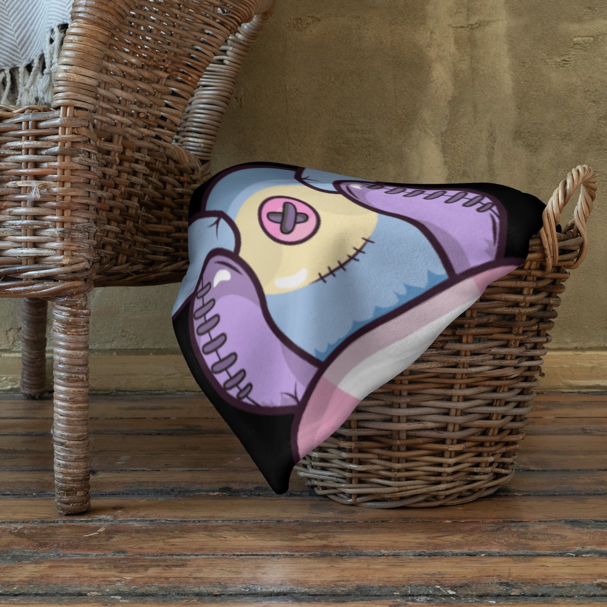 Custom Personalized Custom Name Emo Goth Stitched Teddy Bear Pentagram Throw Blanket Attire T LLC