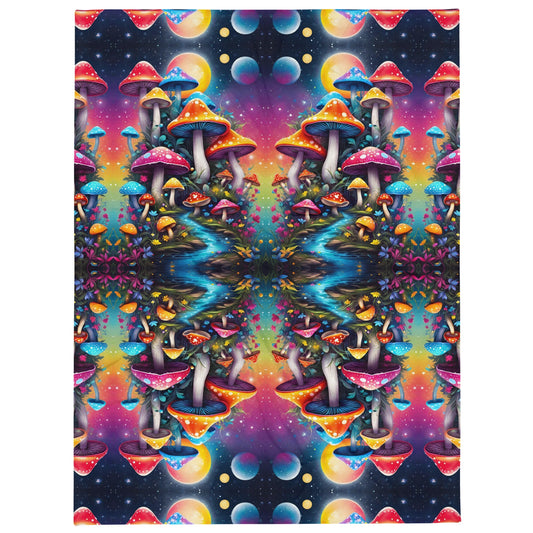 Psychedelic Dreamscape Trippy Shroom Magic Throw Blanket Attire T LLC