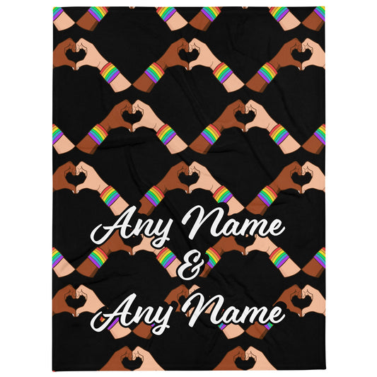 Personalized Custom Couples Name LGBT+ Throw Blanket Attire T LLC