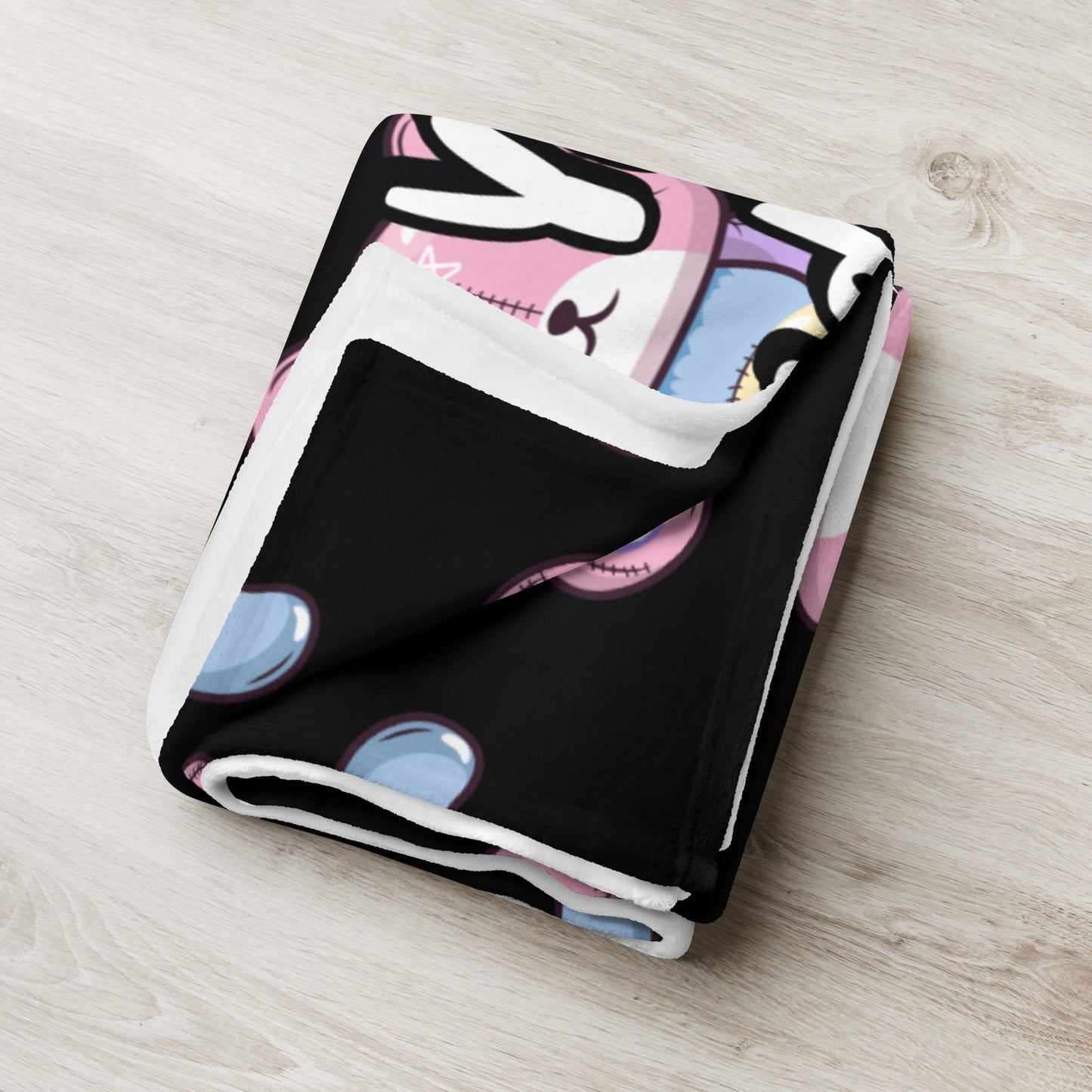 Custom Personalized Custom Name Emo Goth Stitched Teddy Bear Pentagram Throw Blanket Attire T LLC