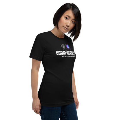 Doom Scrolling My Way To Enlightenment T-Shirt right-front view by ATTIRET