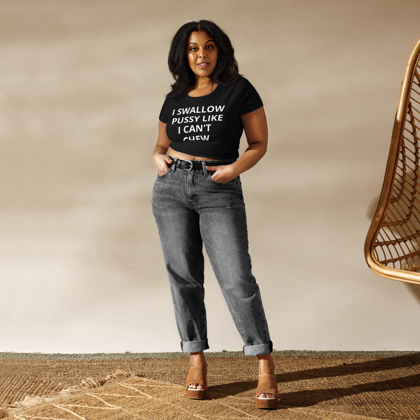 I Swallow Pussy Like I can't Chew Crop Top LGBT Lesbian Shirt Hilarious - Attire T LLC