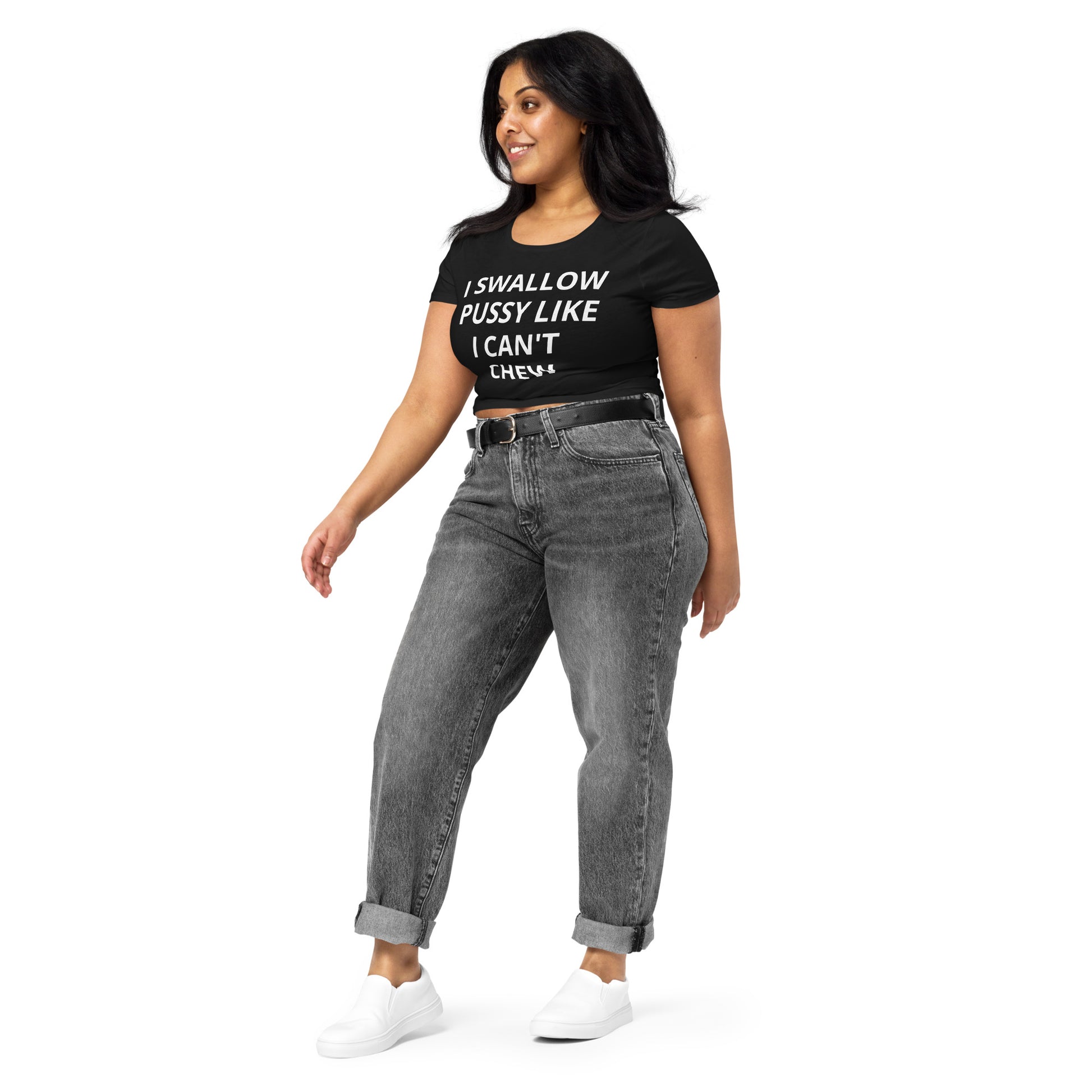 I Swallow Pussy Like I can't Chew Crop Top LGBT Lesbian Shirt Hilarious - Attire T LLC