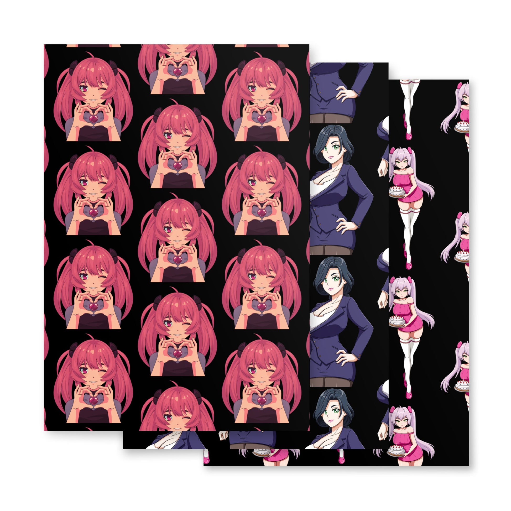 Custom Gifts Premier Wrapping Paper Harajuku Cute Japanese Style Anime Cartoon Girls Gift Wrap Cool Unique Wrapping paper sheets Attire T LLC