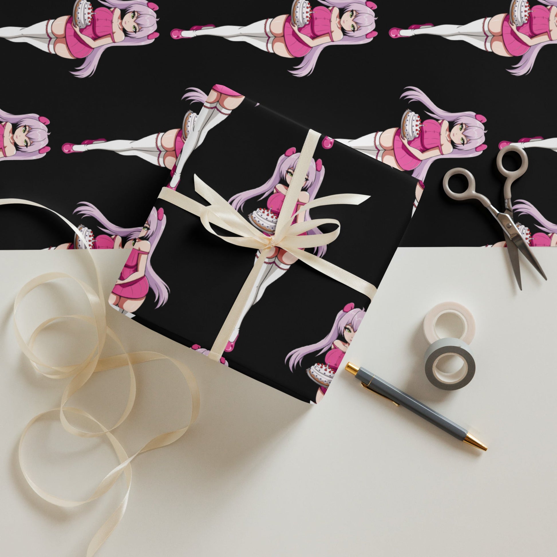 Custom Gifts Premier Wrapping Paper Harajuku Cute Japanese Style Anime Cartoon Girls Gift Wrap Cool Unique Wrapping paper sheets Attire T LLC