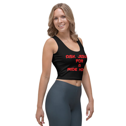 Ask Jesus for a Ride Home Crop Top right front view by ATTIRET