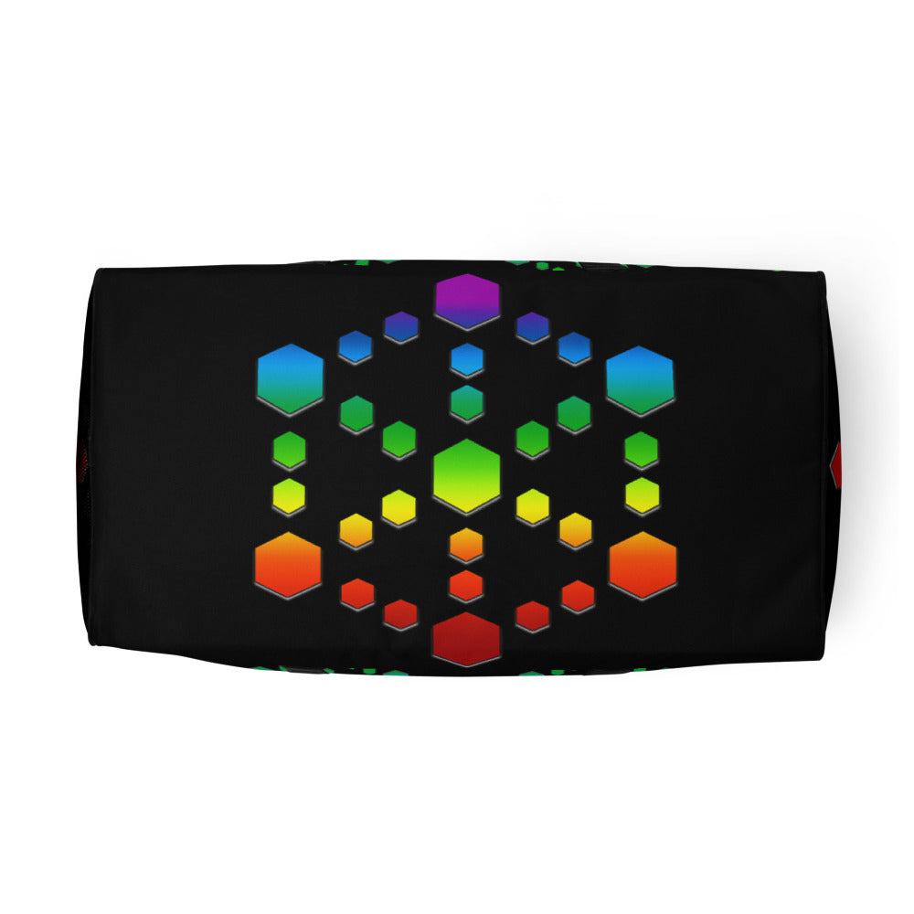 God Body With Sacred Geometry in Chakra colors Custom Duffle bag - Attire T LLC