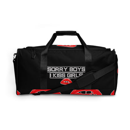 Sorry Boys, I Kiss Girls Duffel Bag front view by ATTIRET