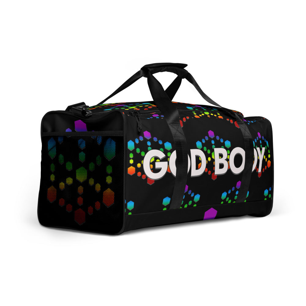 God Body With Sacred Geometry in Chakra colors Custom Duffle bag - Attire T LLC