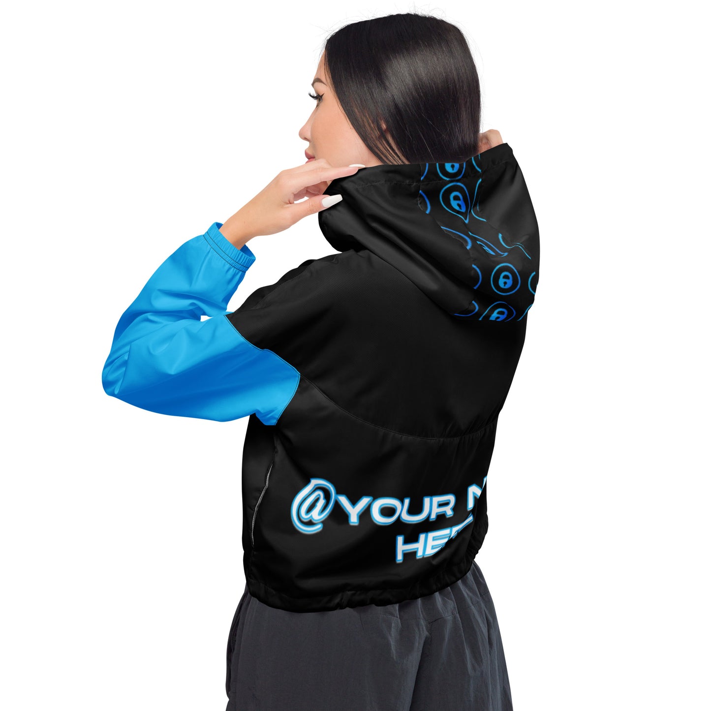 Personalized Custom Onlyfans Women’s Crop Windbreaker (Black) - Attire T LLC