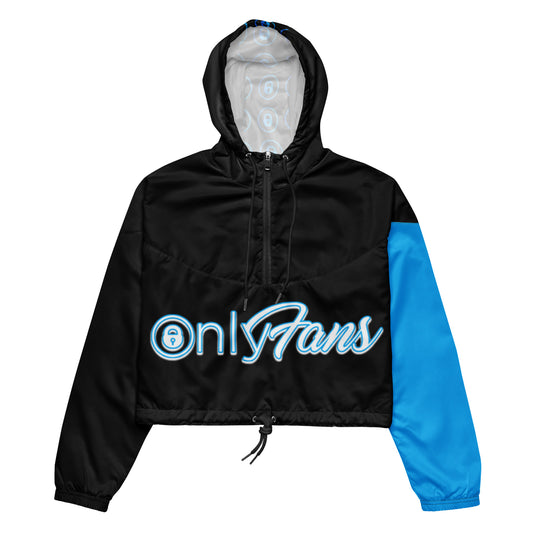 Personalized Custom Onlyfans Women’s Crop Windbreaker (Black) - Attire T LLC