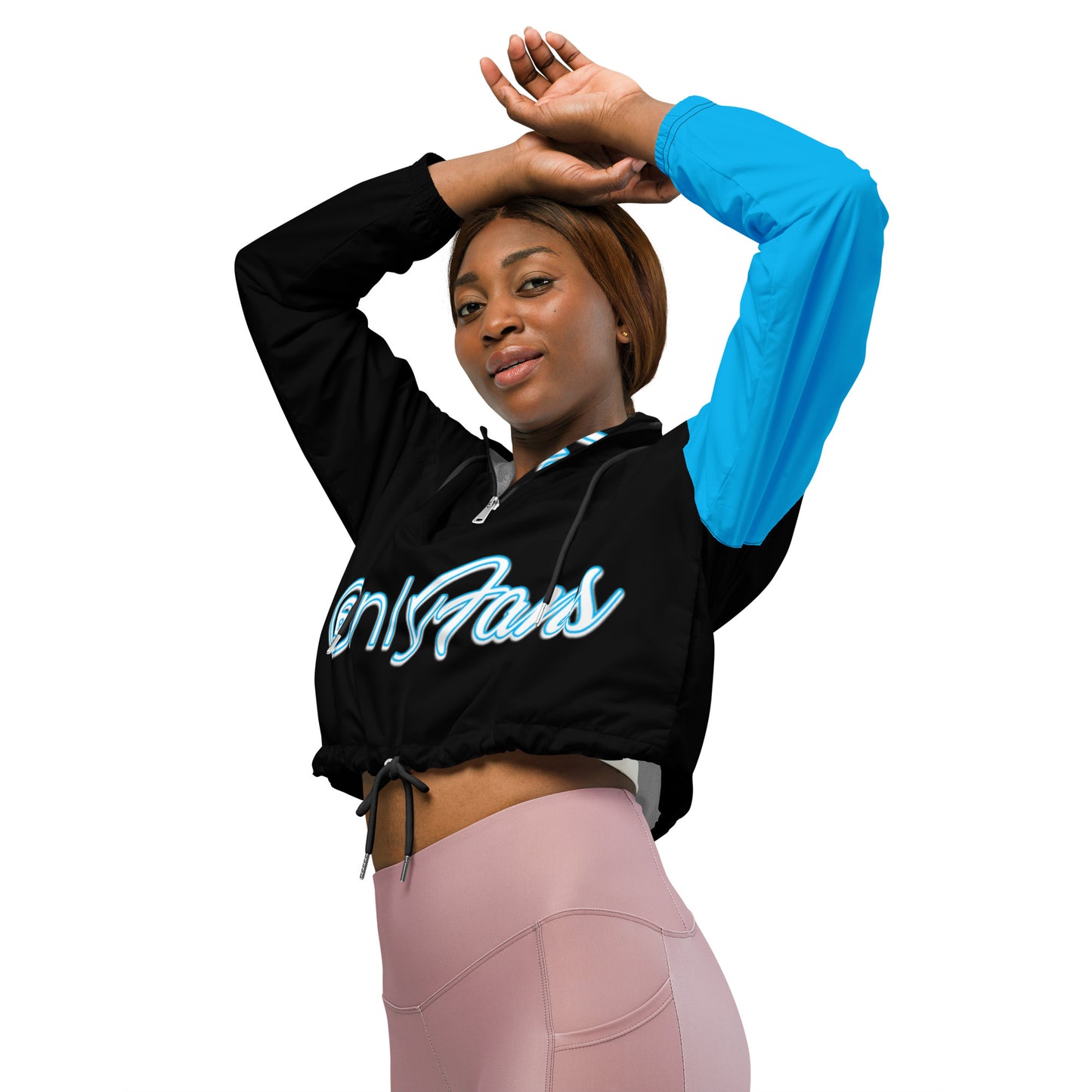 Personalized Custom Onlyfans Women’s Crop Windbreaker (Black) - Attire T LLC