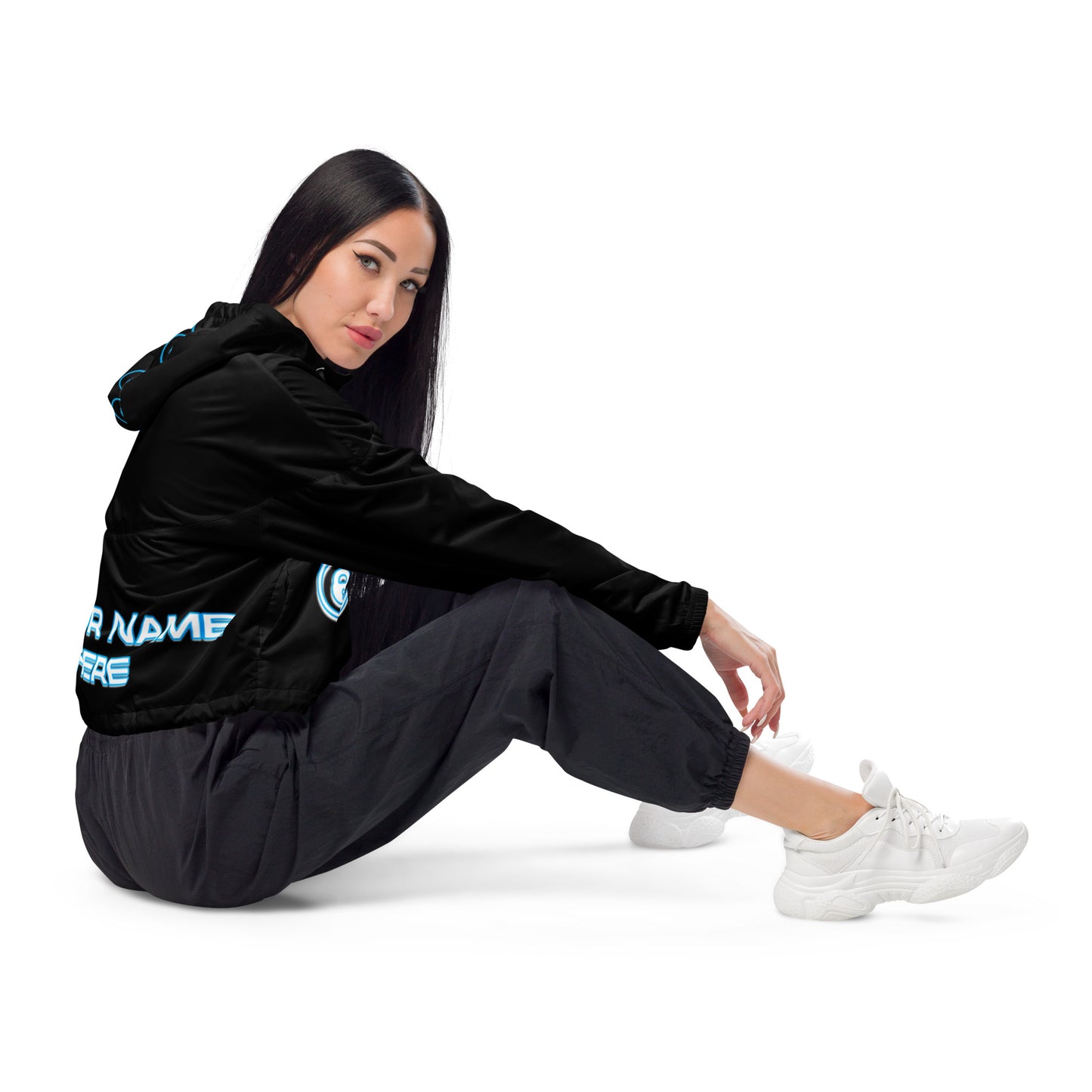 Personalized Custom Onlyfans Women’s Crop Windbreaker (Black) - Attire T LLC