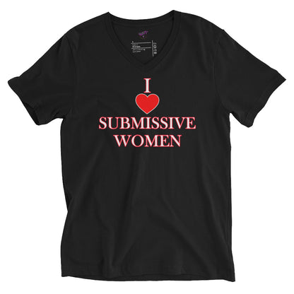 I Heart Submissive Women V-Neck Tee front view by ATTIRET